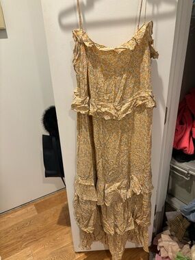 & Other Stories Yellow Floral Ruffle Tiered Maxi Dress